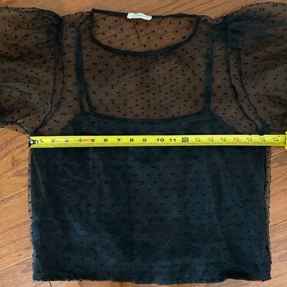 Tiny Willow black sheer crop top with attached cami - Size Medium - Picture 9 of 10